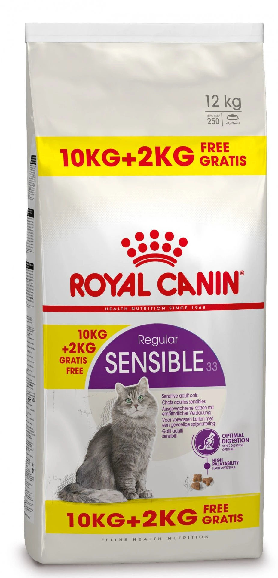 Royal Canin Sensible Kattenvoer 10kg + 2kg Gratis 3 Royal Canin Sensible Kattenvoer 10kg + 2kg Gratis