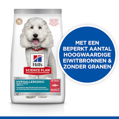 Hill's Science Plan Hypoallergenic Medium Hond Met Zalm 14kg 4 Hill's Science Plan Hypoallergenic Medium Hond Met Zalm 14kg - Afbeelding 2